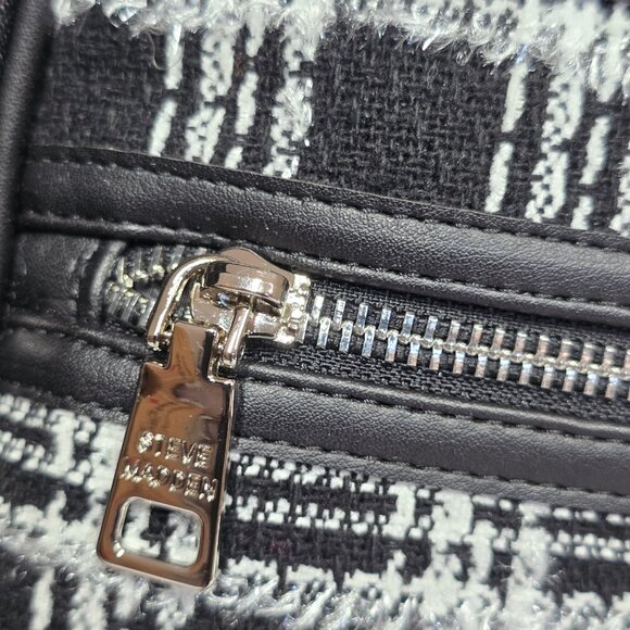 NWT Steve Madden Backpack Black/White Tweed Plaid Mini - Picture 5 of 8